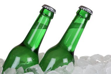 bira şişe buz üstünde