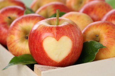 Apple with heart love topic