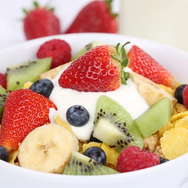 Fruit yogurt with milk for breakfast — Stock Image Fruit yogurt with milk for breakfast Stock Photo