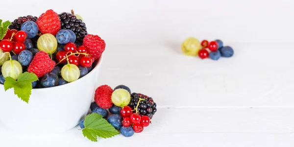 Berries Fruits Berry Fruit Strawberries Strawberry Blueberries Blueberry Panorama Bowl — Foto Stock