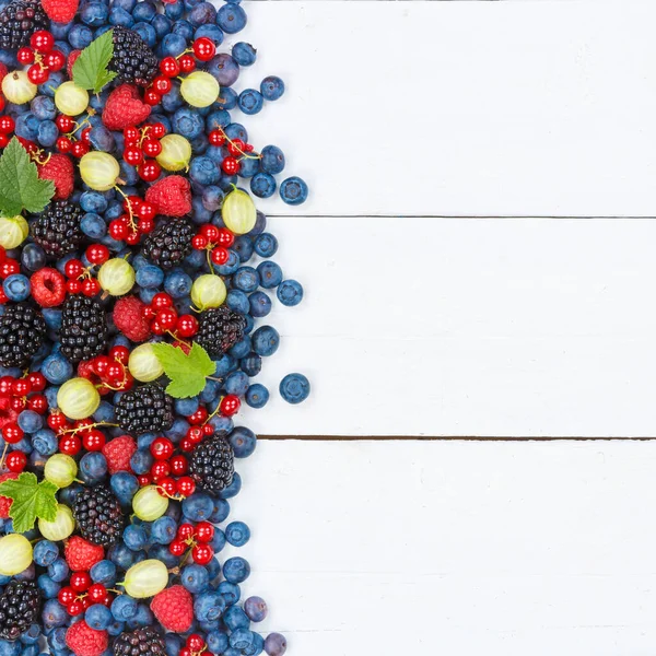 Berries Fruits Berry Fruit Strawberries Strawberry Blueberries Blueberry Copyspace Copy — Stock Photo, Image