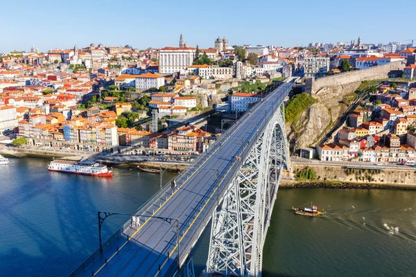 Porto Portugal Mit Brücke Ponte Dom Luis Douro Fluss Stadt — Stockfoto