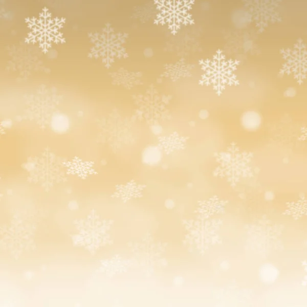 コピースペースのコピースペースの正方形の雪のフレークとクリスマスの背景パターンカード黄金の壁紙 — ストック写真