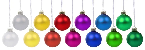 Kerstballen Collectie Van Kerstballen Decoratie Ornamenten Opknoping Geïsoleerd Een Witte — Stockfoto