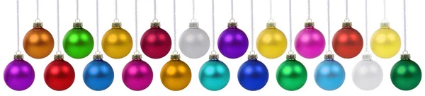 Kerst Ornamenten Veel Ballen Kerstballen Decoratie Banner Opknoping Geïsoleerd Een — Stockfoto