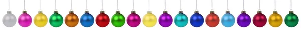 Palline Natale Palline Decorazione Banner Colorato Fila Isolato Uno Sfondo — Foto Stock