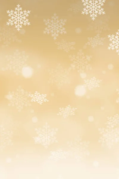 クリスマスの背景パターンカードコピースペースの肖像画形式の黄金の壁紙雪の結晶 — ストック写真