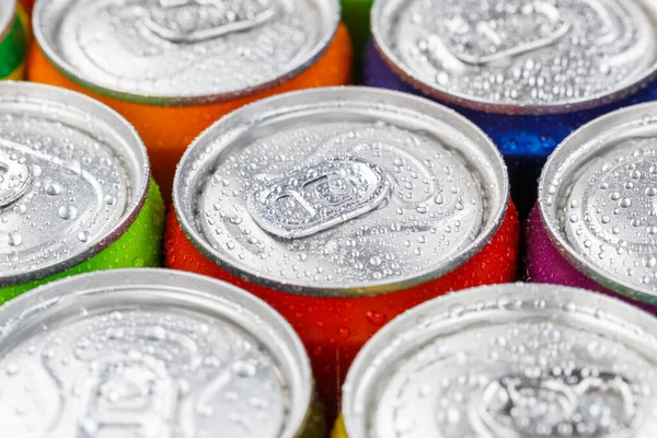 Drankjes Limonade Cola Drinken Softdrinks Blikjes Kan — Stockfoto