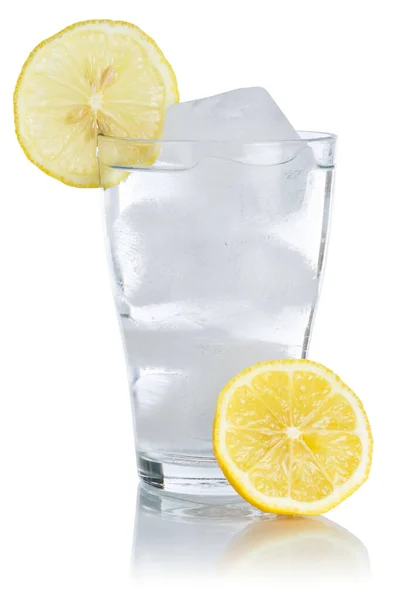 Νερό Λεμονάδα Αναψυκτικό Ποτό Ένα Ποτήρι Που Απομονώνονται Λευκό Φόντο — Φωτογραφία Αρχείου
