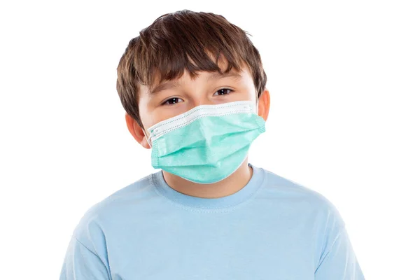 Enfant Petit Garçon Portant Masque Facial Contre Virus Coronavirus Covid — Photo