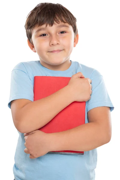 Ung Student Barn Pojke Liten Pojke Isolerad Vit Bakgrund Porträtt — Stockfoto