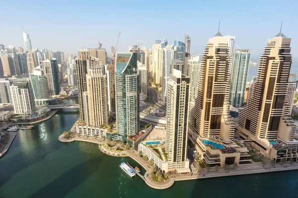 Dubai Marina Harbour Panorama Architektura Přehled Bohatství Luxusní Cestování Spojených — Stock fotografie
