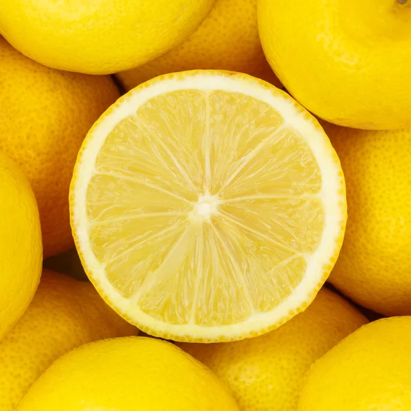 Lemon Owoce Cytryny Owoce Tło Góry Kwadratowy Widok Góry — Zdjęcie stockowe