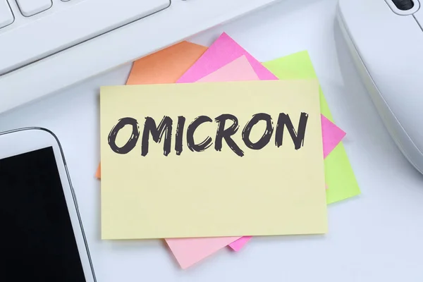 Omicron Varyasyonu Omikron Coronavirus Corona Virüsü Covid Covid Bilgisayar Kağıt — Stok fotoğraf
