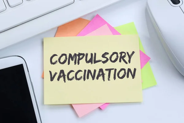 코로나 바이러스 백신에 의무적 코로나 바이러스 Covid Covid Computer Note — 스톡 사진