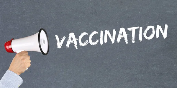Вакцинація Проти Коронавірусної Вакцини Вірус Корона Covid Концепція Ковід Мегафон — стокове фото