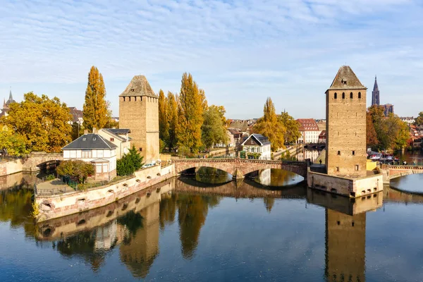 Petite France Bridge River Ill Water Tower Elsace Strasbourg France — стоковое фото