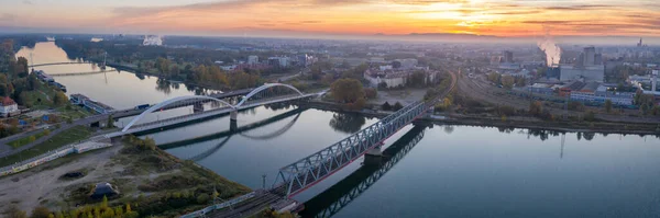 Kehl Strasbourg Almanya Arasındaki Ren Nehri Üzerindeki Köprüler Fransa Hava — Stok fotoğraf