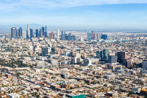 Downtown Los Angeles Skyline Κτίρια Της Πόλης Cityscape Αεροφωτογραφία Στην — Φωτογραφία Αρχείου
