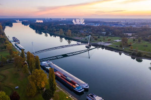 Brücke Der Beiden Rheinufer Zwischen Kehl Und Straßburg Deutschland Frankreich — Stockfoto