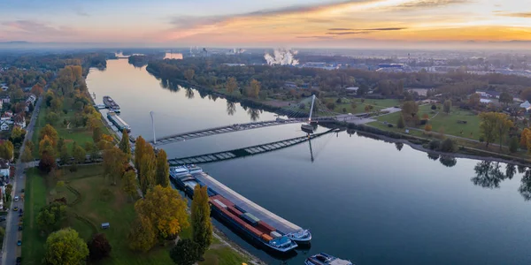 Brücke Der Beiden Rheinufer Zwischen Kehl Und Straßburg Deutschland Frankreich — Stockfoto