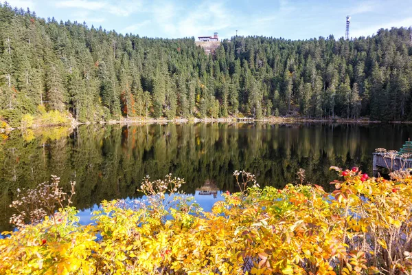 Mummelsee Jezioro Góry Hornisgrinde Seebach Czarnym Lesie Krajobraz Przyroda Jesień — Zdjęcie stockowe