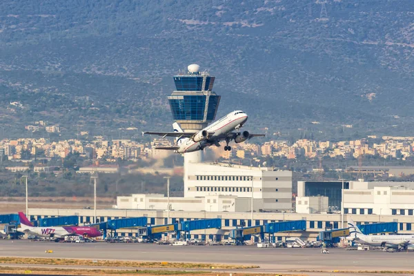 Αθήνα Ελλάδα Σεπτεμβρίου 2020 Aegean Airlines Αεροπλάνο Airbus A320 Στο — Φωτογραφία Αρχείου