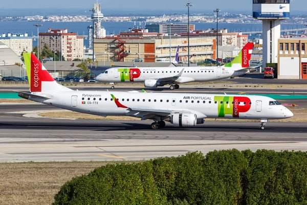 Lisboa Portugal Septiembre 2021 Tap Portugal Express Embraer 195 Avión — Foto de Stock