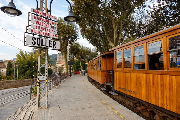 Soller Spain Жовтня 2021 Ancient Train Tren Soller Public Transport — стокове фото