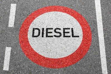 Yol tabelası Diesel yasaklı yol işareti sokağı yasak bölge kavramına izin verilmiyor