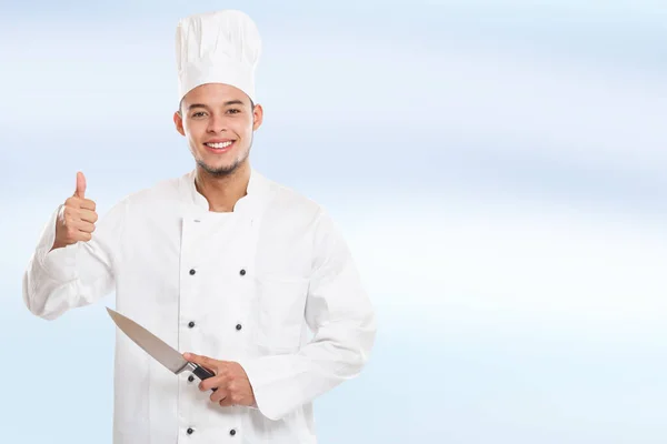 Cozinhar Cozinhar Jovem Latino Homem Trabalho Copyspace Cópia Espaço Ocupação — Fotografia de Stock