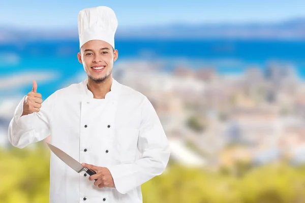 Cuisiner Cuisine Jeune Latin Homme Emploi Profession Éducation Succès Copyspace — Photo