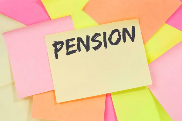 Pensión Jubilación Pensionista Empresa Concepto Nota Papel Papel Papel Papel —  Fotos de Stock