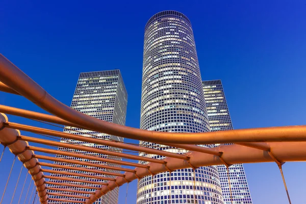 Tel Aviv Azrieli Center Panorama Izrael Soumrak Noc Město Mrakodrapy — Stock fotografie