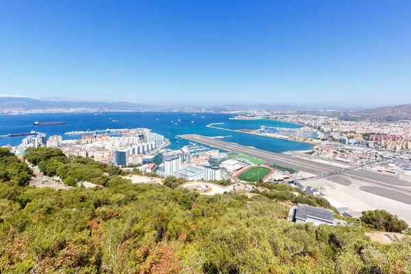 Gibraltar Aeropuerto Ciudad Copyspace Copia Espacio Desde Arriba Viajar España — Foto de Stock