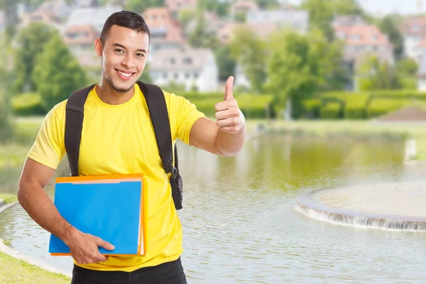 Student Success Successful Thumbs Outdoor Town Copyspace Copy Space Education — Stock Photo, Image