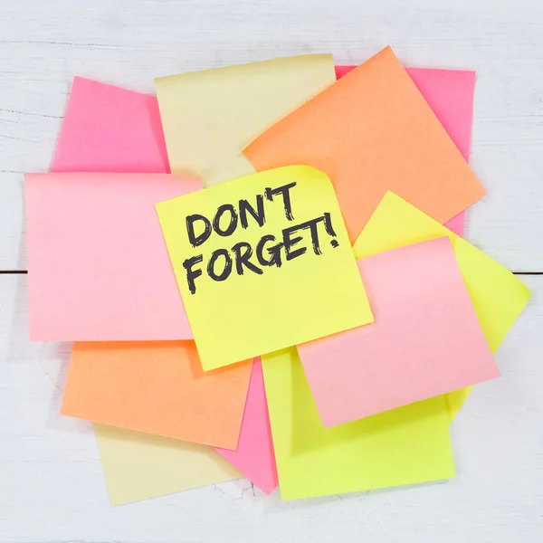 Vergeet Niet Date Meeting Herinneren Herinnering Notepaper Business Concept Nota — Stockfoto