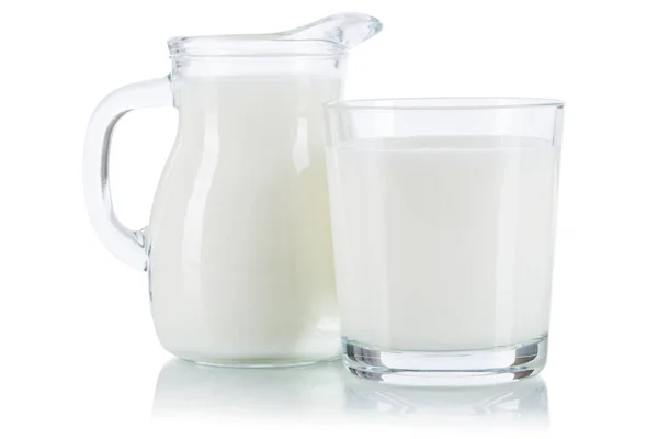 Fresh Milk Drink Glass Churn Isolated White Background — Stock Photo, Image