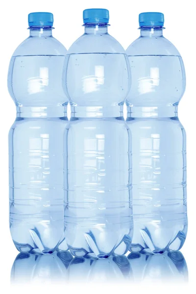 Koleksi Botol Air Diisolasi Pada Latar Belakang Putih — Stok Foto