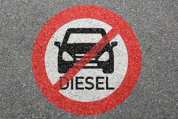 Prohibición Conducción Diesel Señal Tráfico Coche Calle Permite Concepto Zona — Foto de Stock
