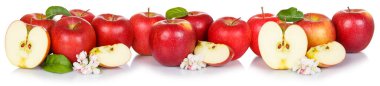 Kırmızı elma elması kolajı beyaz bir arkaplanda izole edilmiş.