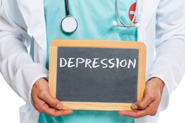Depresyon, tükenmiş hastalık, sağlıklı doktor tedavisi, sağlık tahtası.