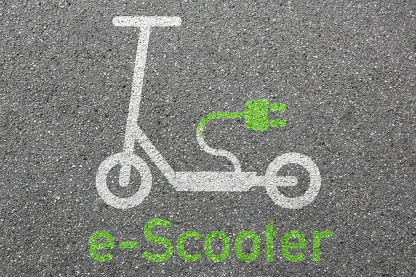 Electric Scooter Scooter Road Sign Eco Friendly Green Mobility City — Stock Photo, Image