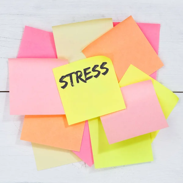 Stress Gestresstes Businesskonzept Burnout Arbeitsplatz Entspannter Schreibtisch Notizblock — Stockfoto