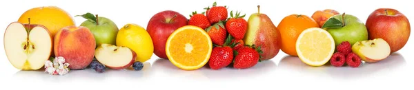 Fresh Fruits Collection Apple Apples Orange Strawberries Berries Fruit Isolated — Stock Photo, Image