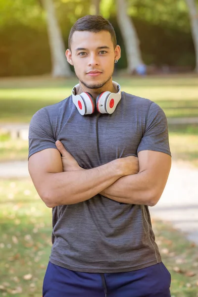 Sporttraining Fitness Workout Junger Mann Läufer Joggen Hochformat Outdoor — Stockfoto