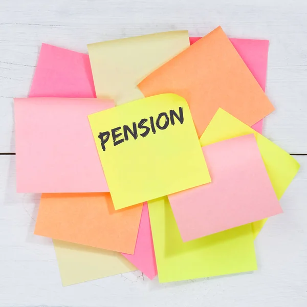 Pension Retirement Business Concept Desk Note Paper Notepaper — Stock Photo, Image