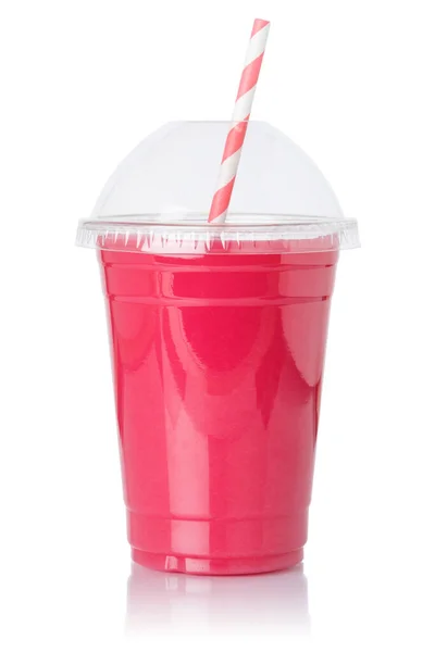 Φράουλα Smoothie Χυμό Φρούτων Άχυρο Ποτό Φράουλες Ένα Φλιτζάνι Που — Φωτογραφία Αρχείου