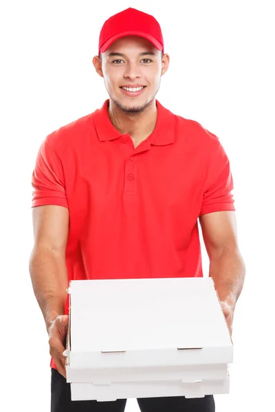 Pizza Fast Food Lieferung Junger Lateinischer Mann Boy Order Delivery — Stockfoto