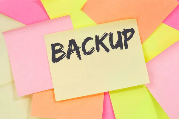 Backup Data Computer Technology Note Paper Notepaper — Stock Photo, Image